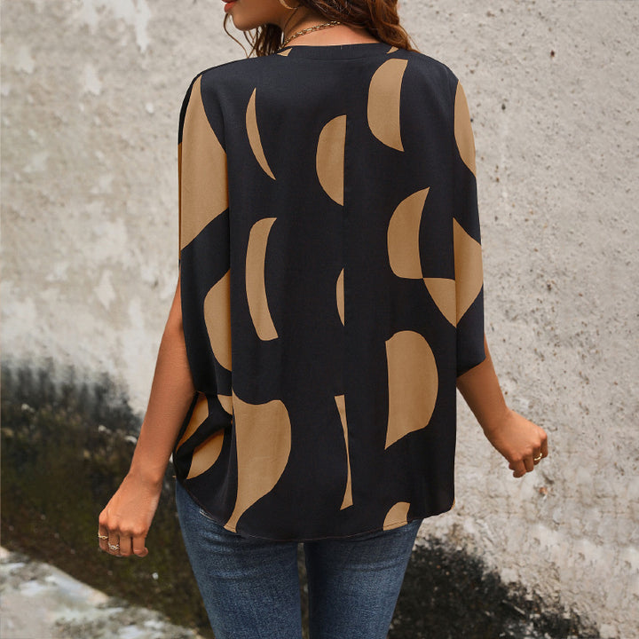 Femme Stilfuld Abstrakt Tryk Bluse Stilla