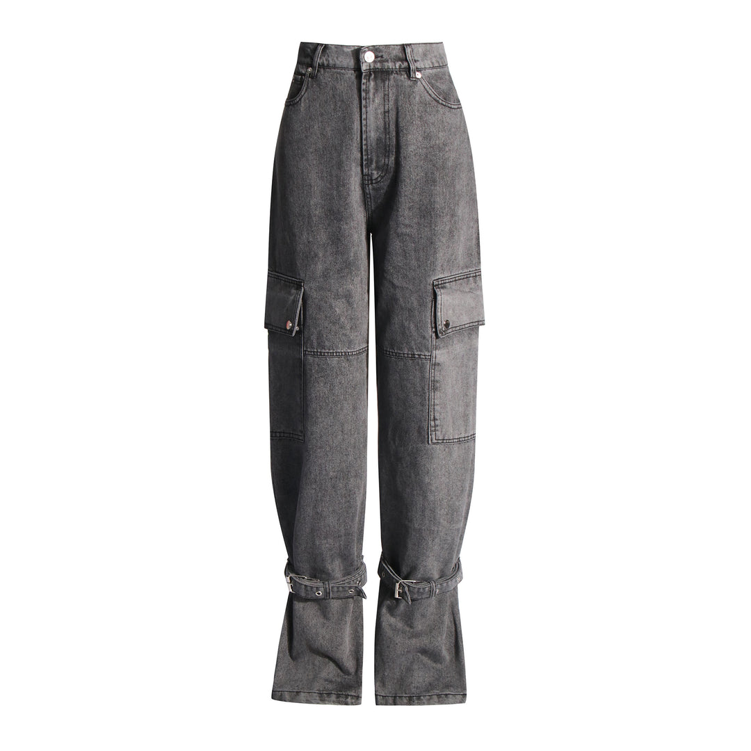 Dame cargo-jeans med praktiske sidelommer og afslappet snit Stilla