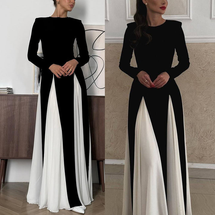 Dame Elegant aften kjole med raffineret farvekombination og smukt faldende nederdel Stiila
