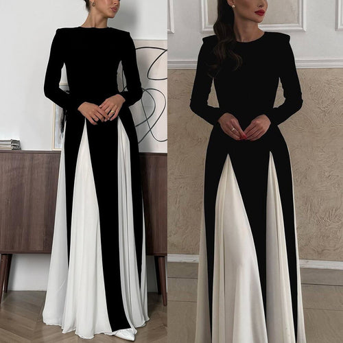 Dame Elegant aften kjole med raffineret farvekombination og smukt faldende nederdel Stiila