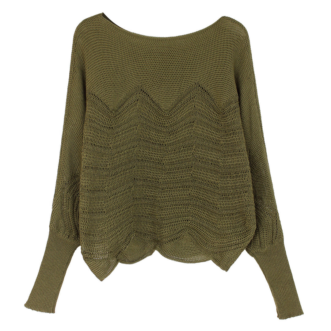 Dame afslappet strikpullover med zigzag-mønster Stilla