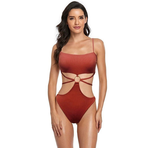 Dame Bikiniset med stilfuld cut-out design og gyldne accenter Skovae