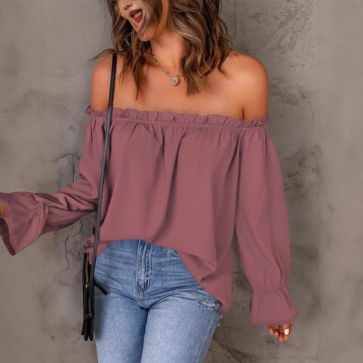 Dame Off-Shoulder Bluse med Ruffleærmer og blødt greb Stilla