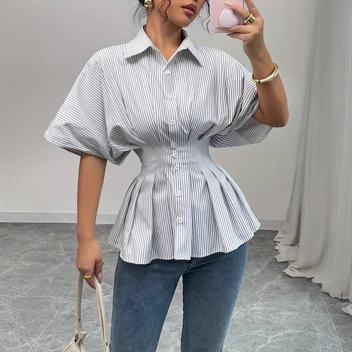 Femme Fald-Peplum Knap-Op Stilla