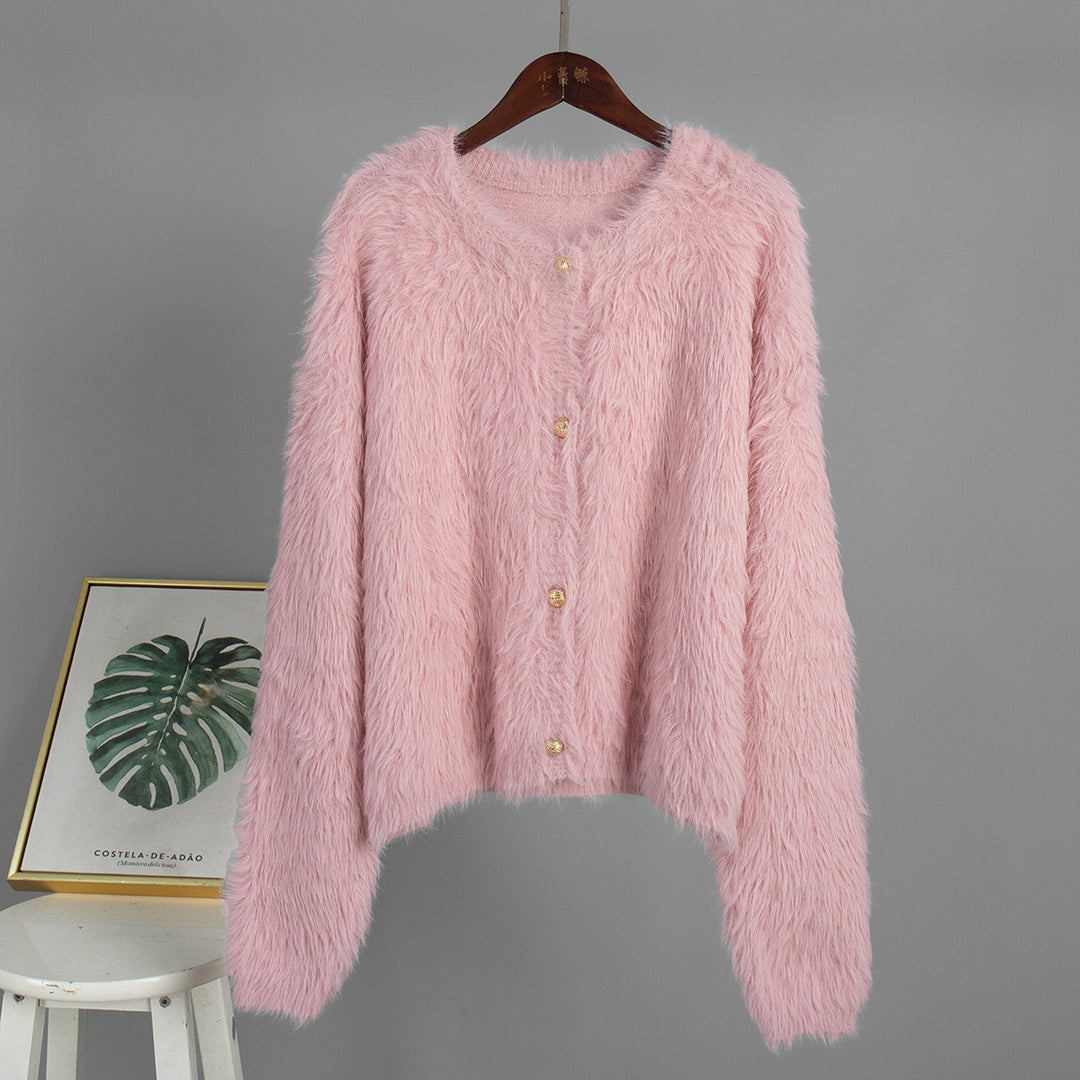 Kvinders fluffy striktrøje lavet af 100% nylon med casual snit Stilla