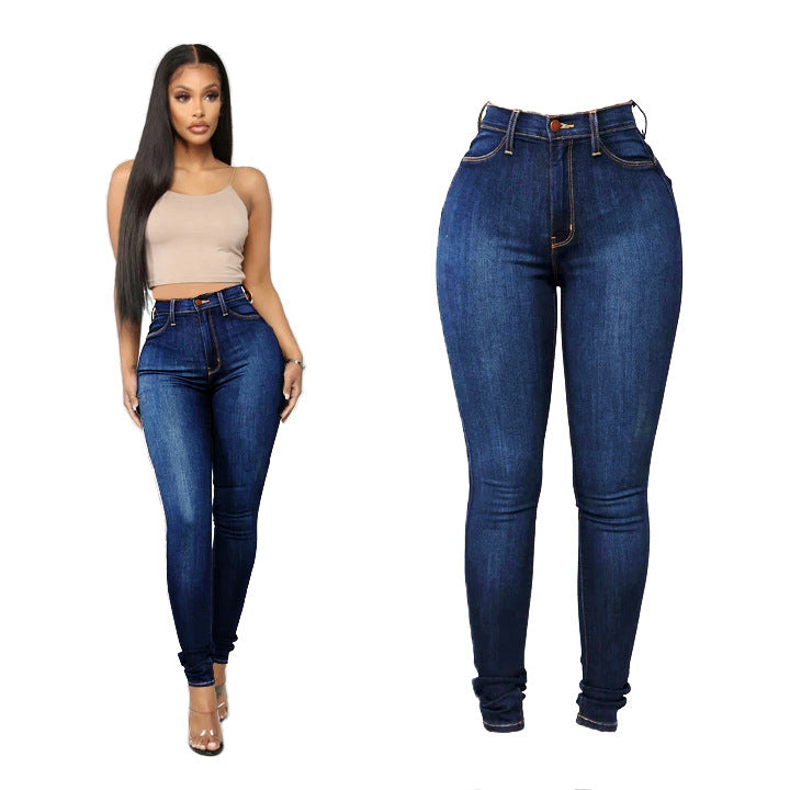 Dame Højtskårne Skinny Jeans med figursyet snit og elegant design Stilla