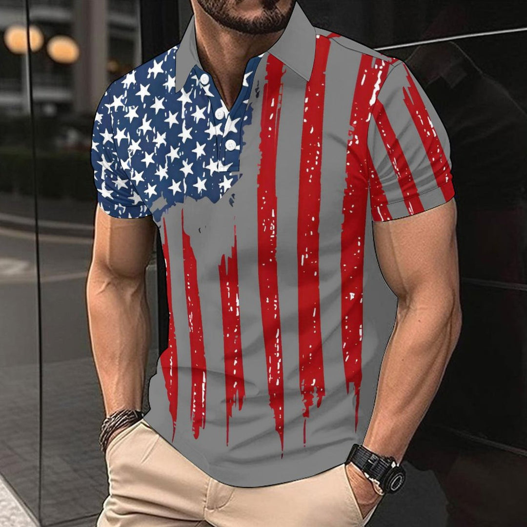 Herrer mode polo skjorte med patriotisk design Stilla