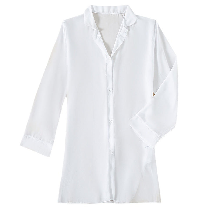 Dame Langærmet Strandbluse i let chiffon Stilla