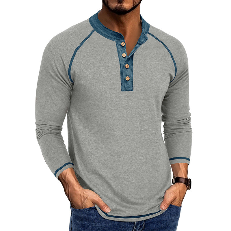 Herrer Langærmet Henley T-shirt med stilfulde knapdetaljer og åndbart materiale Stilla
