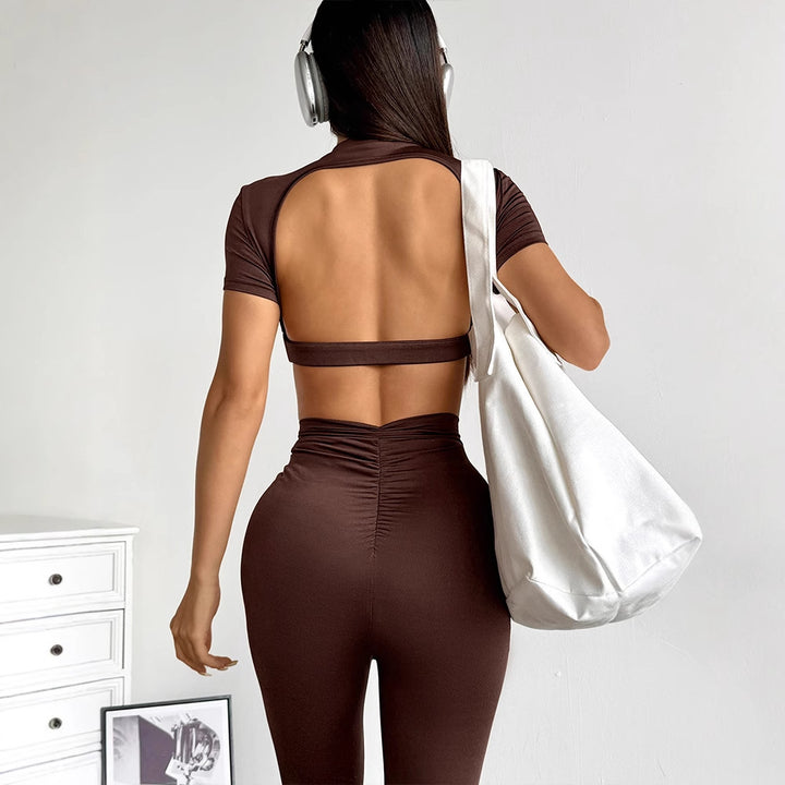 Dame sæt bestående af cropped top og tætsiddende leggings Skovae