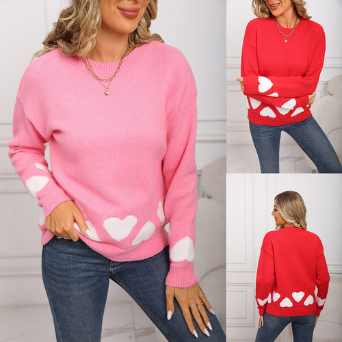 Damer fashionable sweater med hjerte design og blødt materiale Stilla