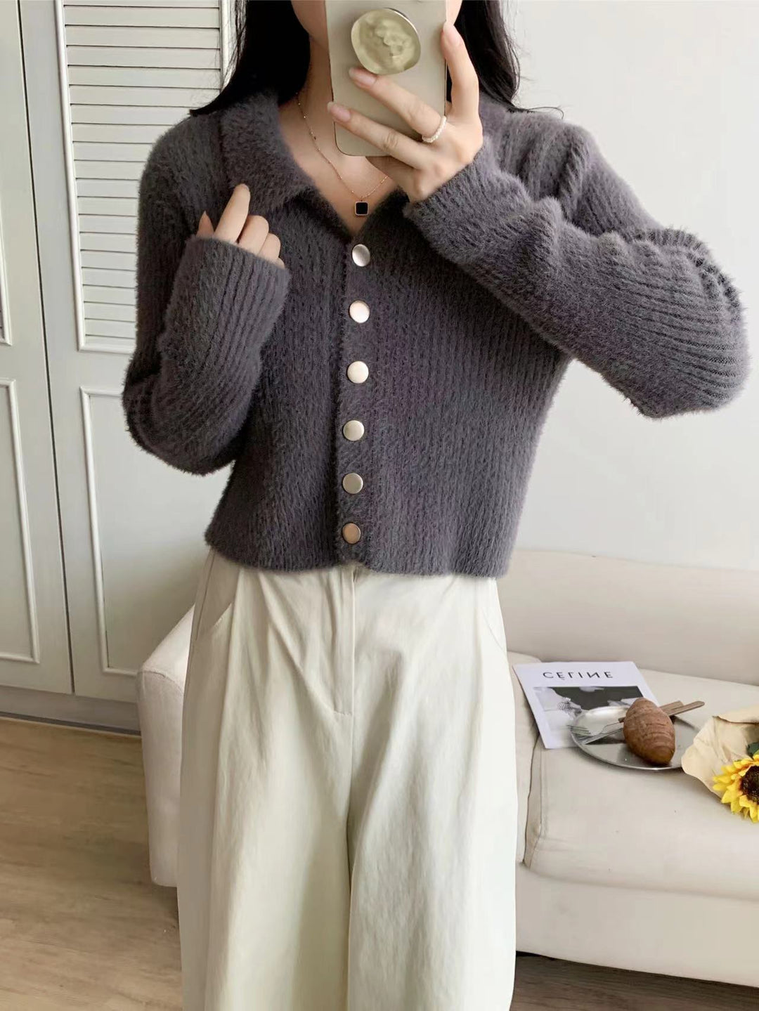 Kvinders cardigan med knapdesign og blødt materiale Stilla