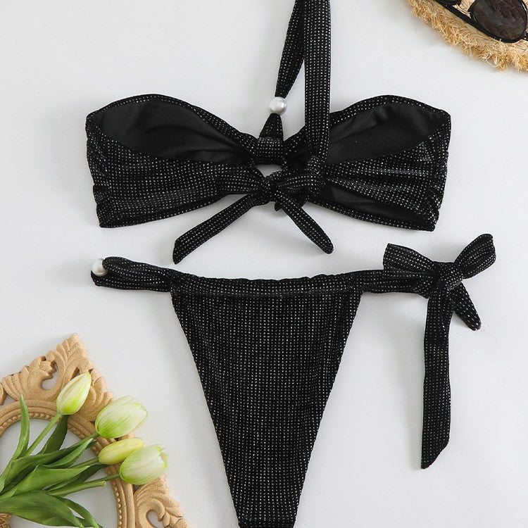 Dame Bikini-sæt med elegant sløjfedetalje og funklende accenter Stilla