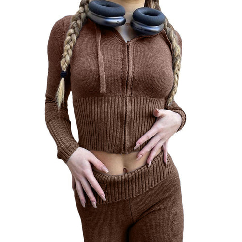 Femme Cropped Zip-Up Fitness Hoodie Sæt Stilla