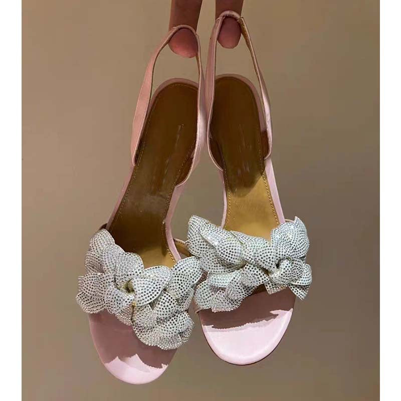 Dame rhinestone-besatte slingback-sandaler med knude-detail Stilla