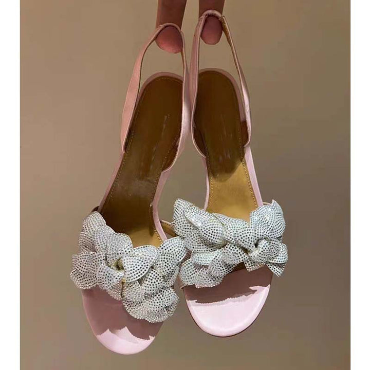 Dame rhinestone-besatte slingback-sandaler med knude-detail Stilla