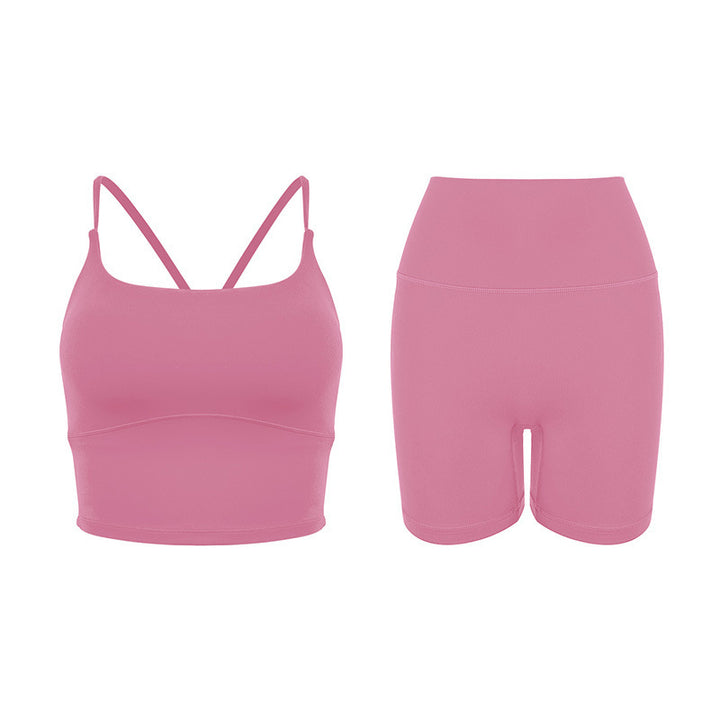 Dame Sporty Set lavet af åndbart materiale med tanktop og højtaljede shorts Stilla