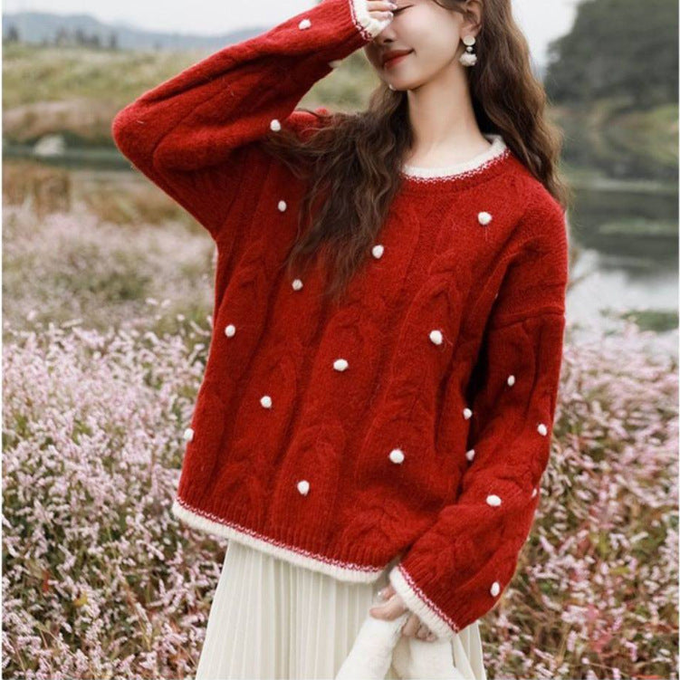 Femme Tekstureret Strikpullover med Bobbel-Detaljer Stilla