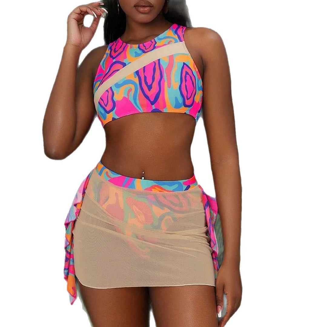 Dame Sport-Bikini med moderigtigt Crop-Top og elegant Wrapskørt-detalje Stilla