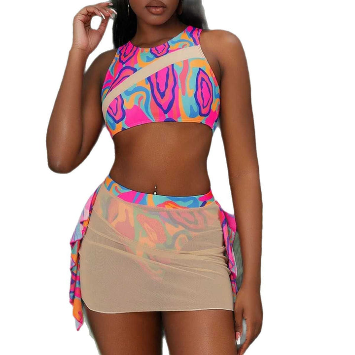 Dame Sport-Bikini med moderigtigt Crop-Top og elegant Wrapskørt-detalje Stilla