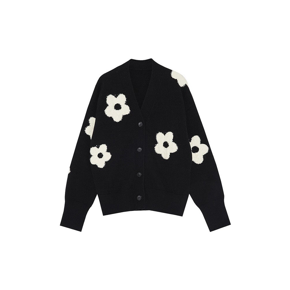 Femme Struktureret Blomsterstrikket Cardigan Stilla