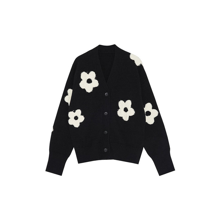Femme Struktureret Blomsterstrikket Cardigan Stilla