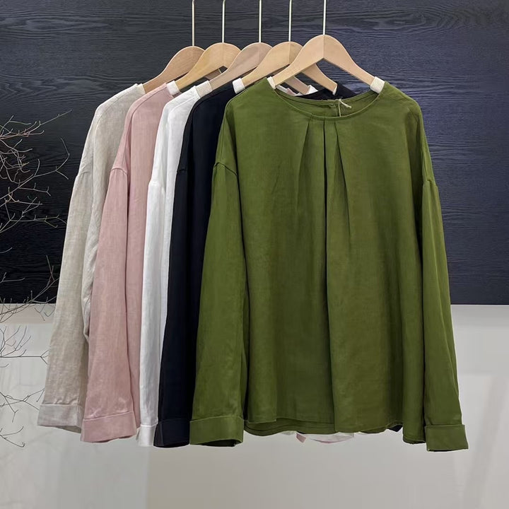 Femme Relaxed Fit Langærmet Plisseret Top Stilla