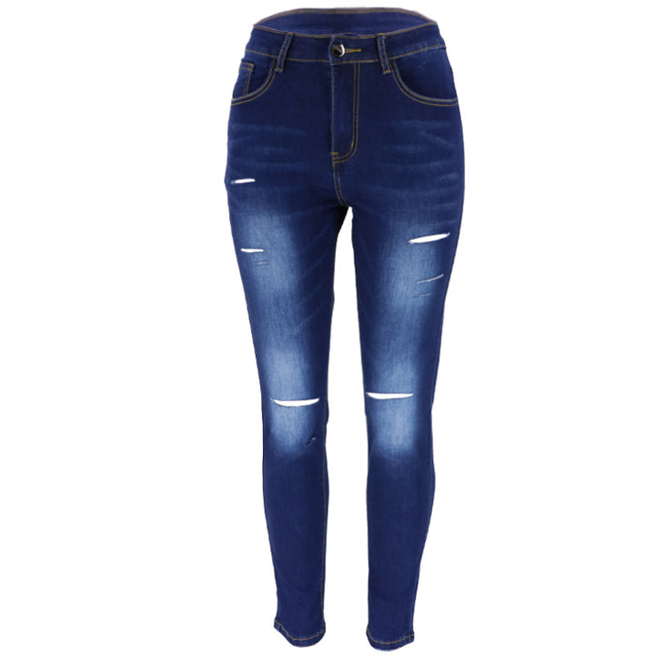 Dame Ripped Skinny Jeans med høj talje og afslappet pasform Stilla