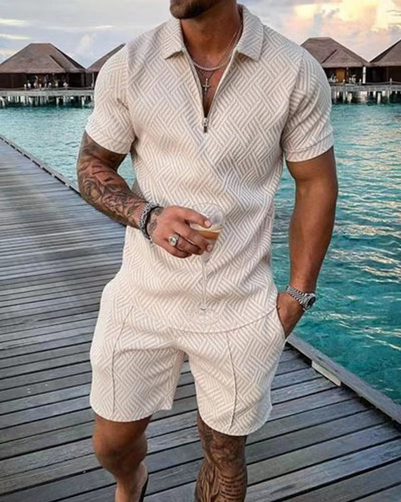 Herrer moderigtig kort overall med struktureret design Stilla