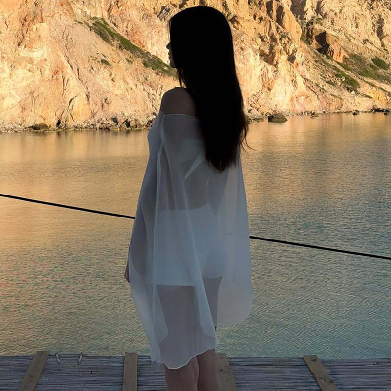 Dame chiffon overtræk med elegante ærmeskæringer Skovae
