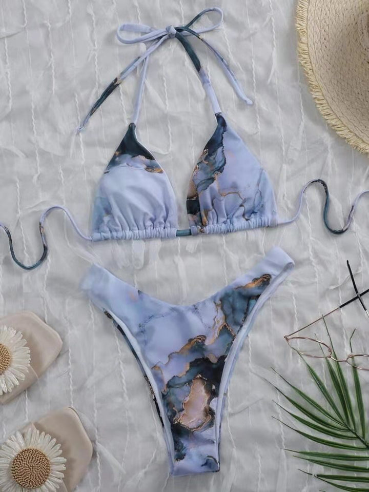 Dame Tie-Back Trekant-Bikini-Sæt med justerbare sider Stilla