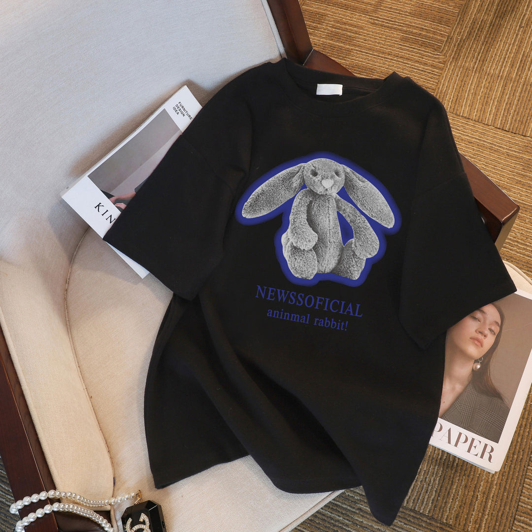Dame T-shirt med kreativt kanindesign og afslappet snit Stilla