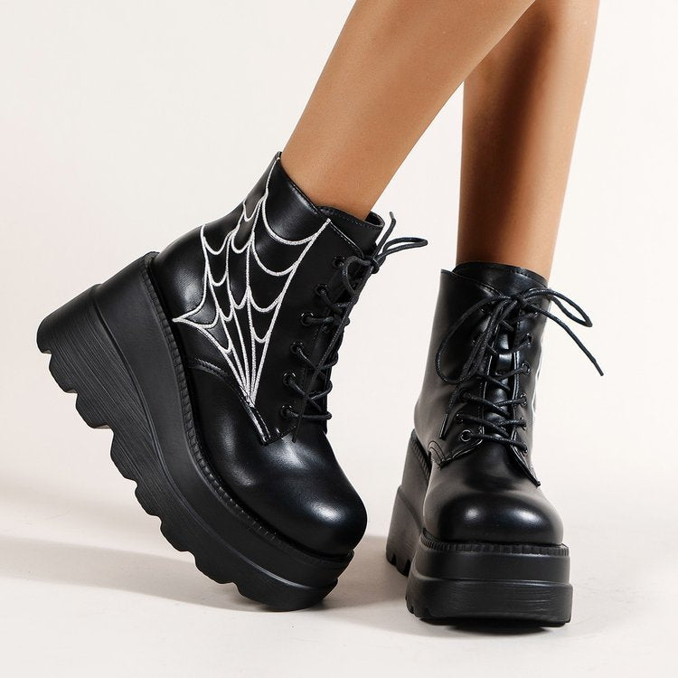 Dame Plateau støvler med spiderman-net design Stilla