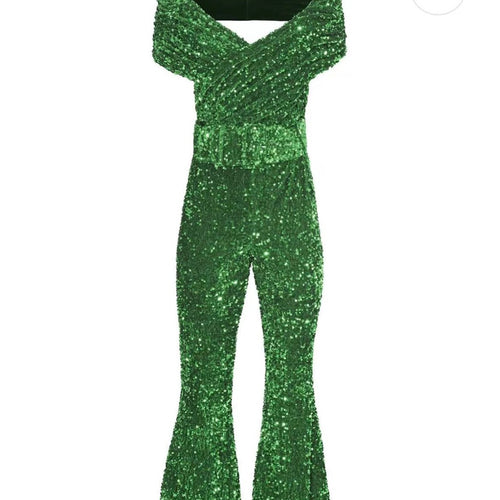 Damer Glamorous Jumpsuit med Glitrende Paillet Gradient og Bred Ben