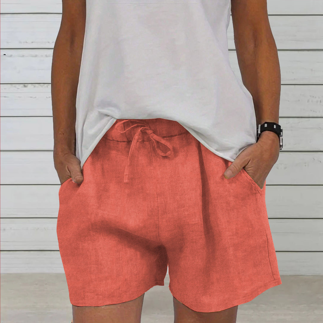 Dame Fritids Linned Shorts Stilla