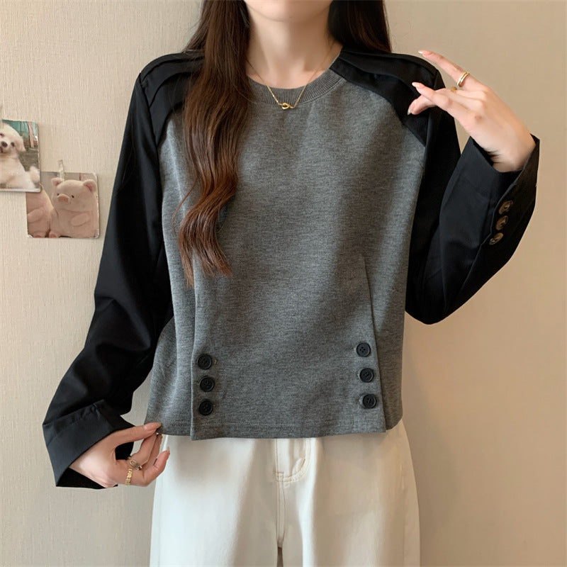Femme Cropped Button-Front Top med kontrastærme-detalje Stilla