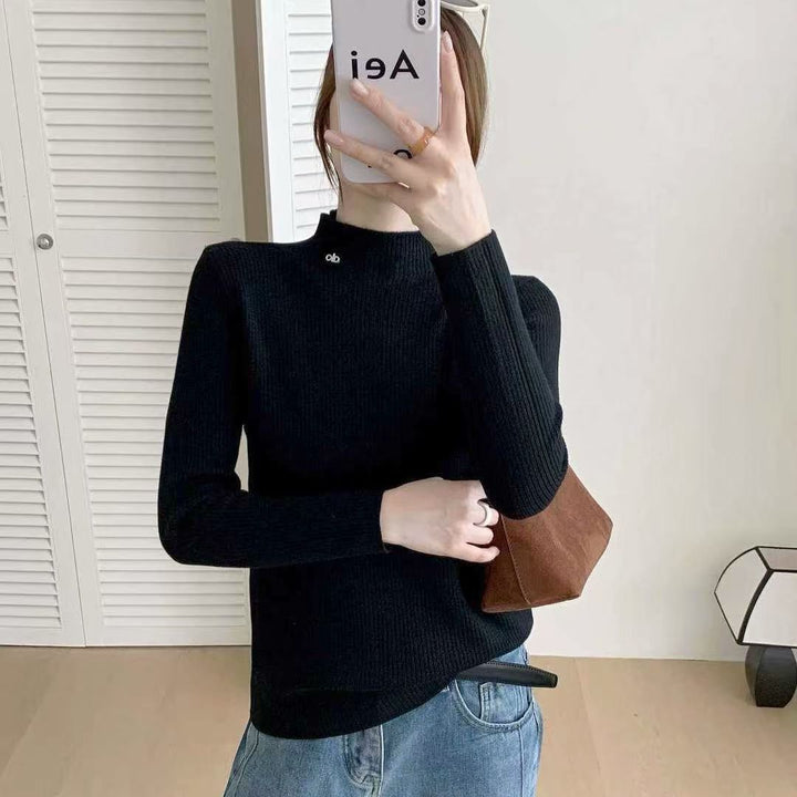 Kvindernes høj kvalitet ribbet sweater med stående krave Stilla