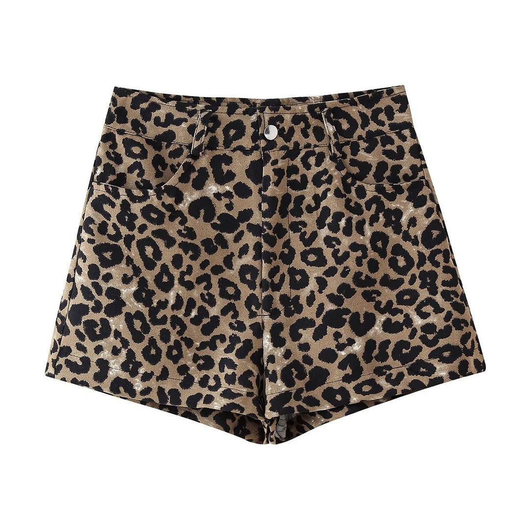 Femme Høj Talje Dyrtryk Denim Shorts Stilla
