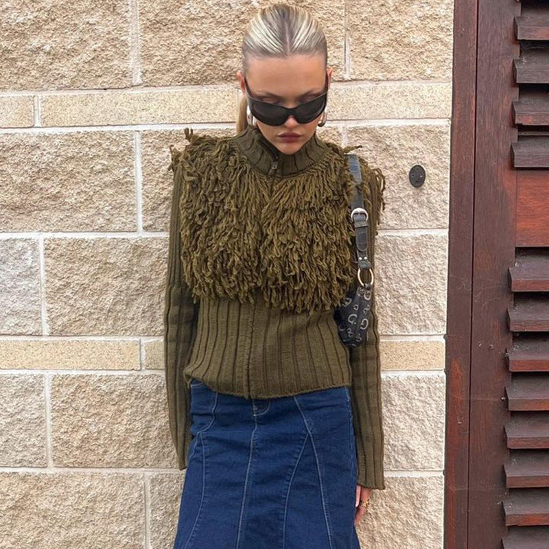 Femme Cozy Fuzzy Strik Zip-Kardigan Stilla
