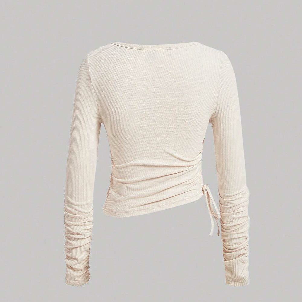 Kvinders afslappede top med raffinerede samlingselementer og firkantet neckline Stilla