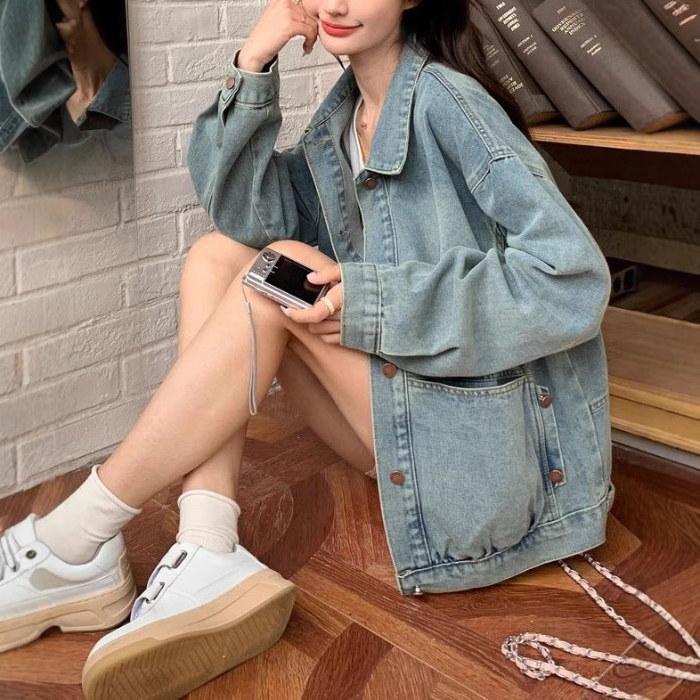 Kvinders afslappede oversized denimjakke Stilla