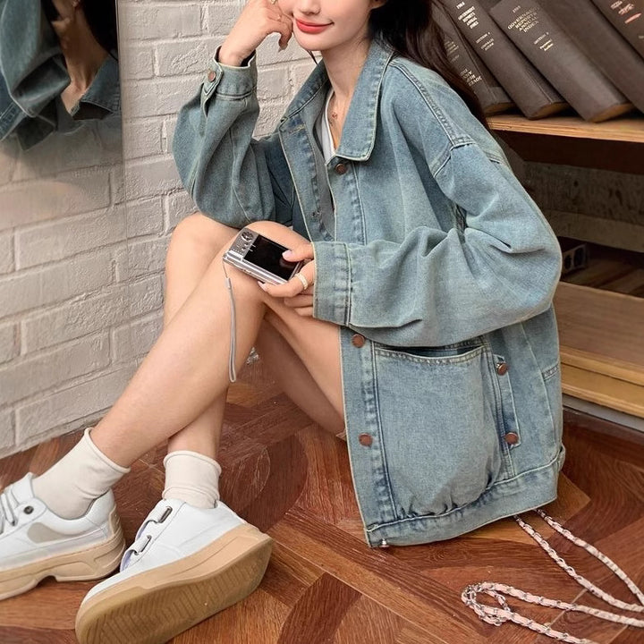 Kvinders afslappede oversized denimjakke Stilla