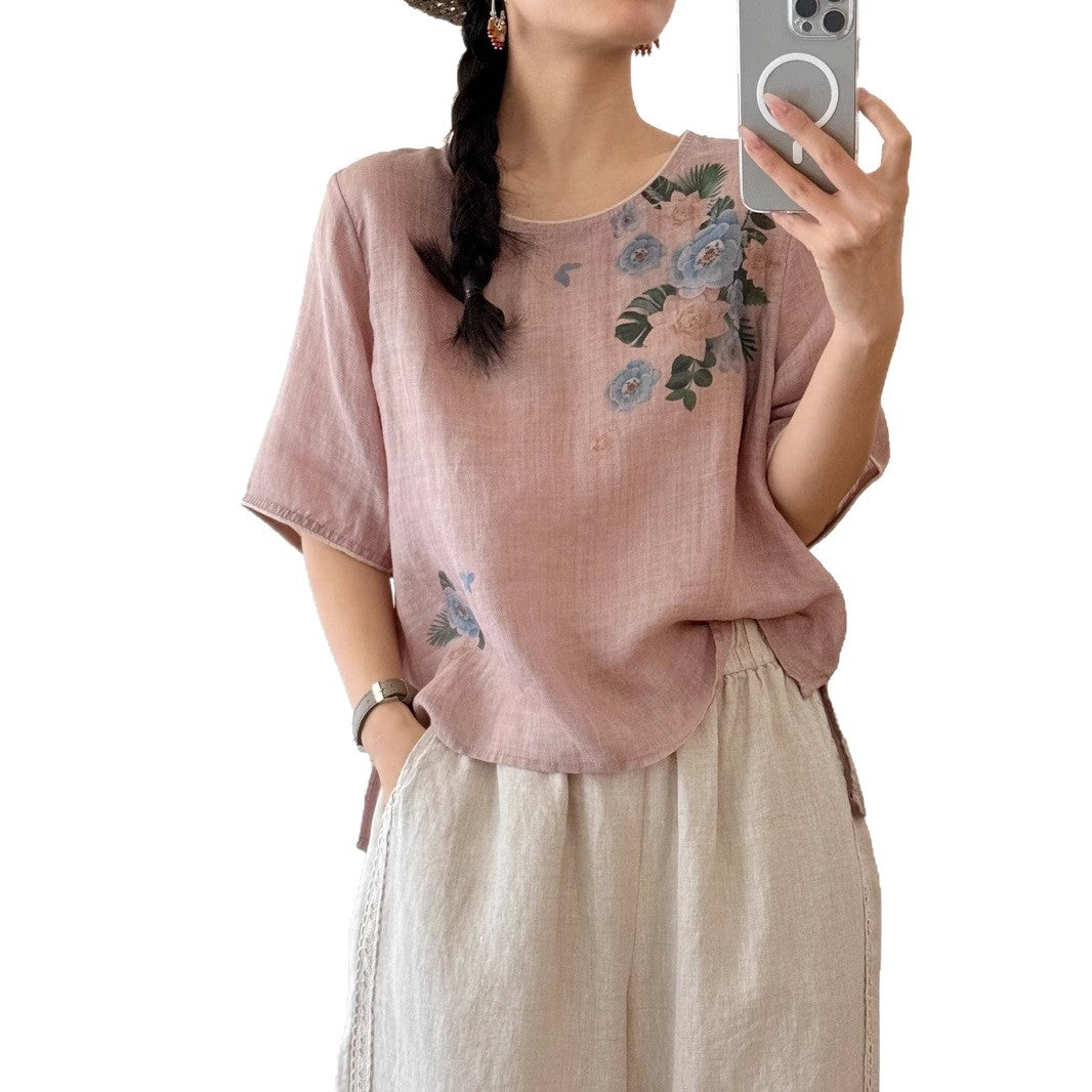 Femme Floral Print Afslappet Pasform Top Stilla