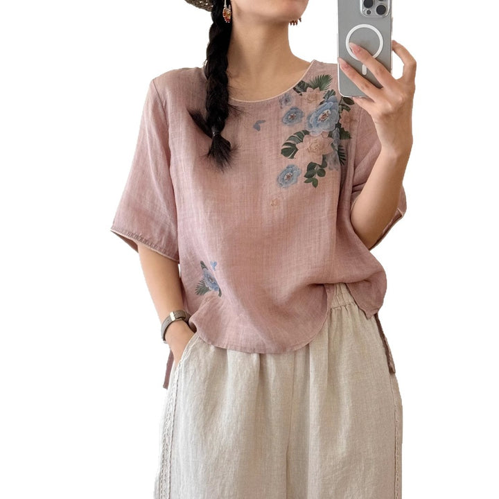 Femme Floral Print Afslappet Pasform Top Stilla