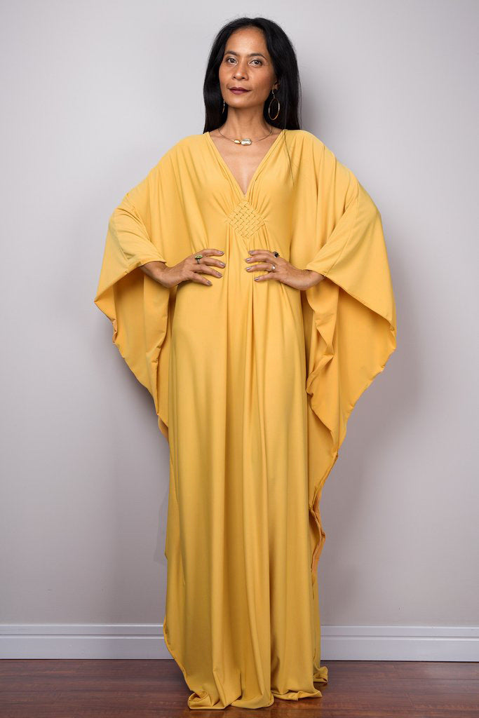 Dame Kaftan med elegant V-udskæring og flydende snit Stilla