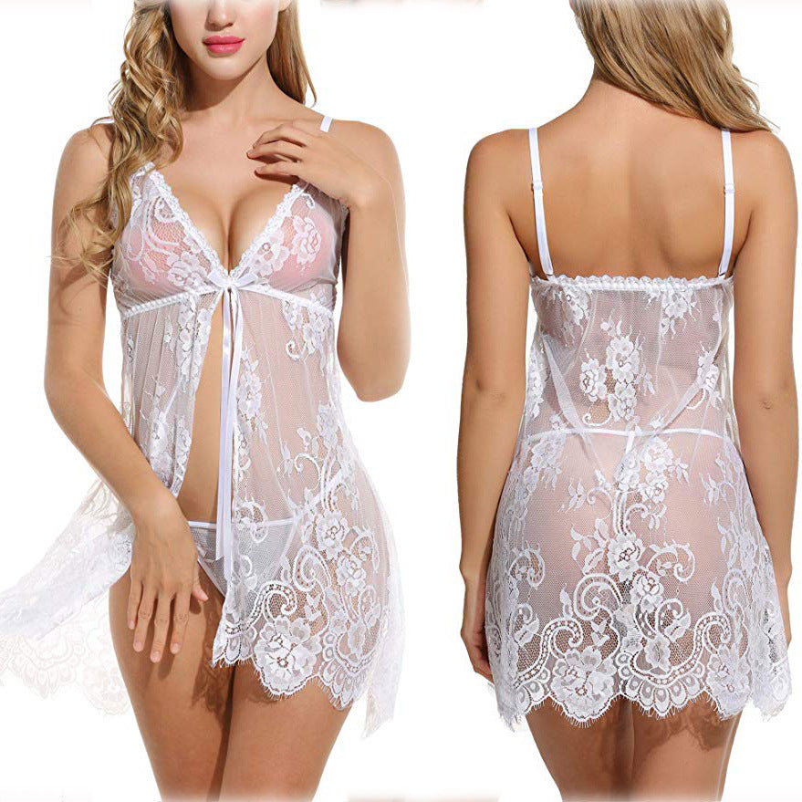 Damer gennemsigtig blomster dantel Babydoll nattøj Stilla