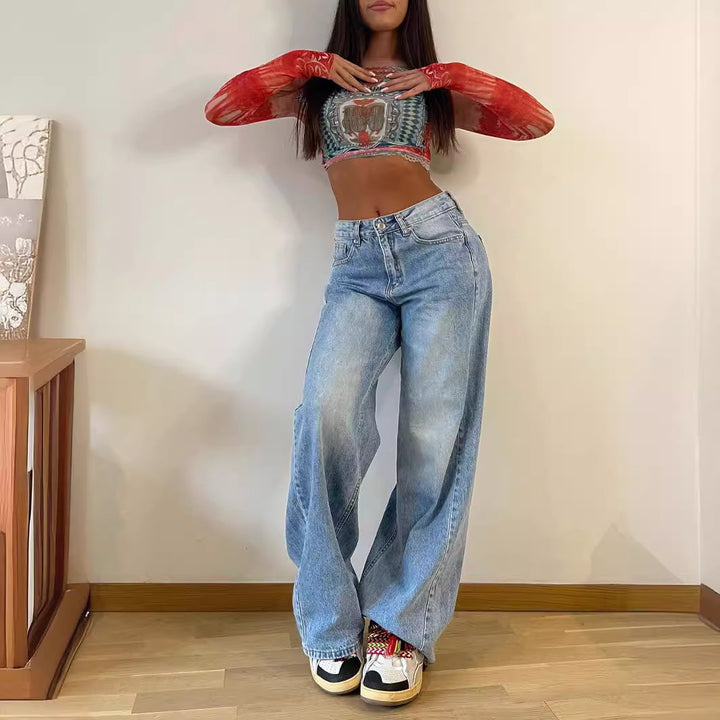 Dame High-Waist Wide-Leg Jeans med afslappet pasform og høj kvalitet forarbejdning Stilla