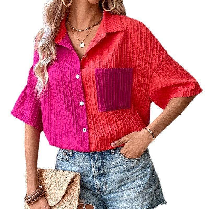 Dame Oversized Skjorte med Struktur og moderne farver Stilla