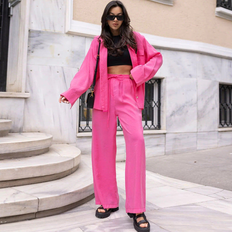 Dame Casual og elegant to-delt sæt med brede bukser og oversized bluse Stilla