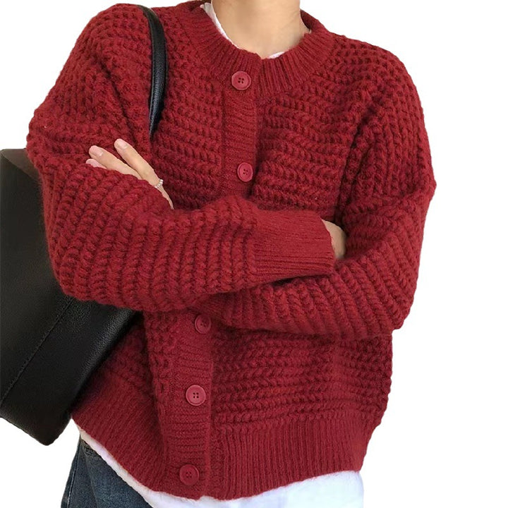 Kvinders chunky strikket cardigan med dekorative knapper og afslappet pasform Stilla